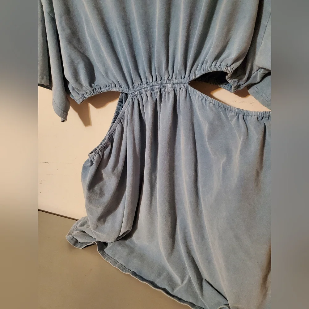 Heyson Casual Cutout Mini Dress in Dusty Blue Flirty Casual Dress Resort Summer - Picture 5 of 8